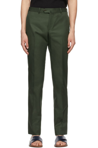 Isaia: Green Cotton Sanita Trousers | SSENSE