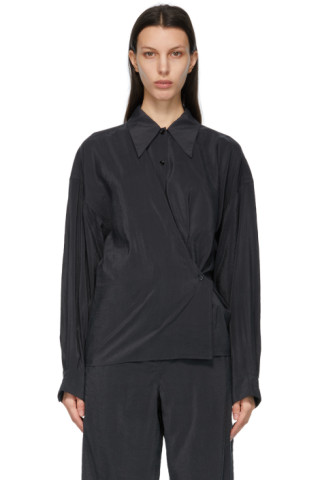 LEMAIRE: Black Twisted Shirt | SSENSE Canada