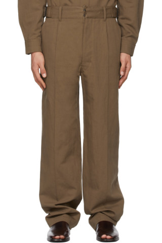 LEMAIRE: Brown Military Chino Trousers | SSENSE Canada