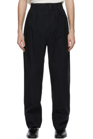 LEMAIRE: Black 4 Pleats Trousers | SSENSE Canada