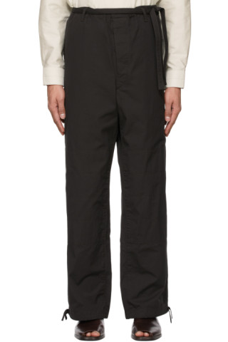 LEMAIRE: Black Drawstring Judo Trousers | SSENSE