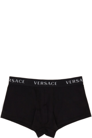 Versace Underwear: Black Logo Band Boxer Briefs | SSENSE