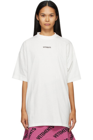 White Logo Patch T-Shirt by VETEMENTS on Sale