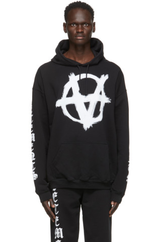 VETEMENTS - Black Anarchy Gothic Logo Hoodie