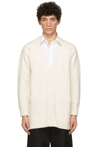 Fendi: Off-White Knit Logo Cardigan | SSENSE