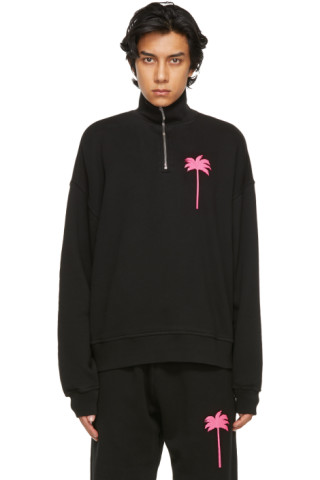Palm Angels: Black Palm Tree Turtleneck Sweatshirt | SSENSE