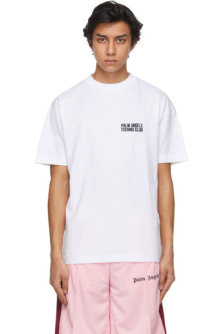 Palm Angels: White 'Fishing Club' T-Shirt | SSENSE