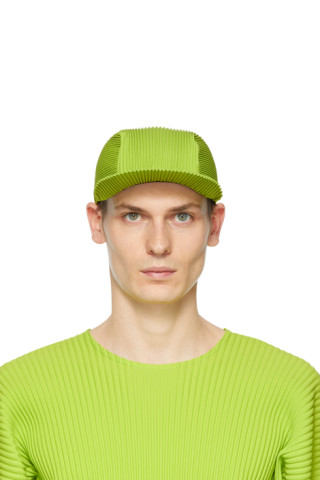 Homme Plissé Issey Miyake: Green Pleated Cap | SSENSE