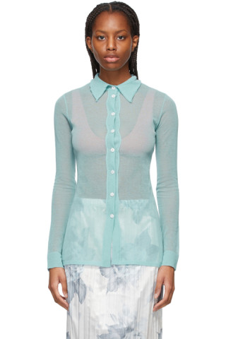 SSENSE Canada Exclusive Blue Knit Cardigan by Marco Rambaldi on Sale