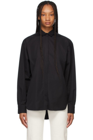 Totême: Black Poplin Oversized Shirt | SSENSE