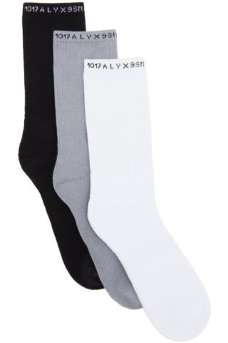 1017 ALYX 9SM: Three-Pack Multicolor Logo Socks | SSENSE