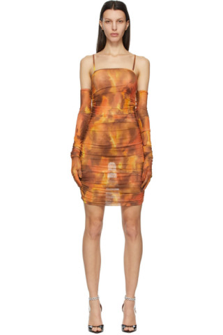 Robe en filet ruchée orange Mini exclusive à SSENSE France KIM SHUI en ...