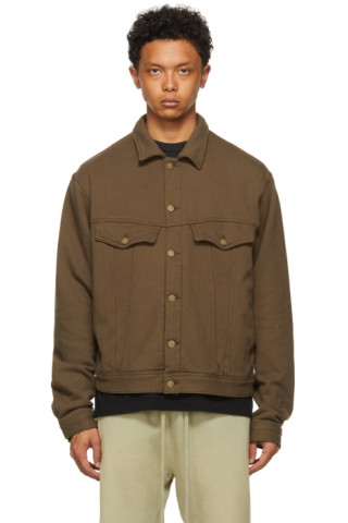 Fear of God: Brown Fleece Trucker Jacket | SSENSE