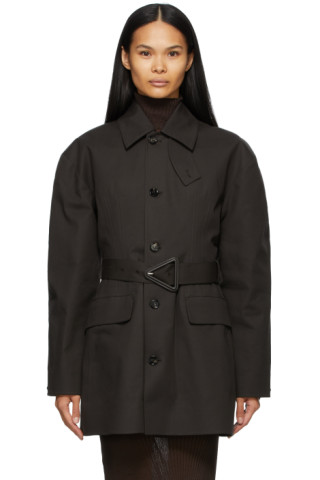 Bottega Veneta: Brown Bonded Poplin Trench Coat | SSENSE