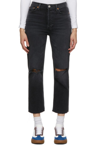 Re/Done - Black Faded 70s Stove Pipe Jeans