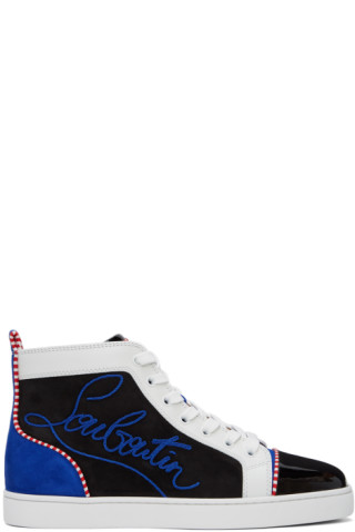 Christian Louboutin: Black & Blue Louis Flat Sneakers | SSENSE