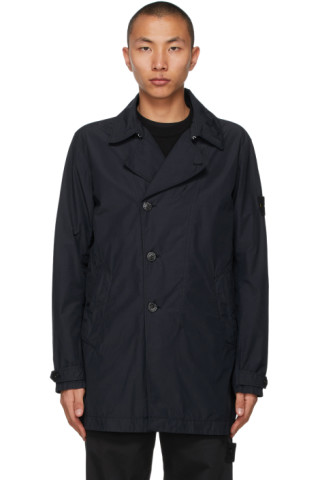 Stone Island: Navy Naslan Light Watro Trench Coat | SSENSE