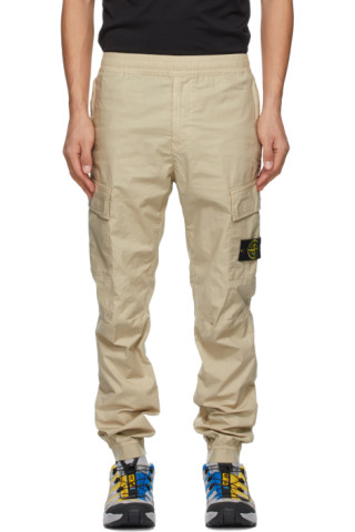 Beige Tapered Cargo Pants by Stone Island on Sale