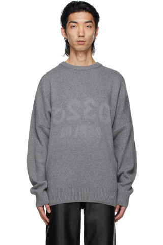 Grey Wool Knit Reflective Sweater by 032c on Sale