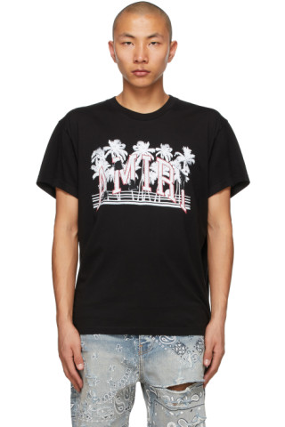 AMIRI: Black Varsity Palms T-Shirt | SSENSE