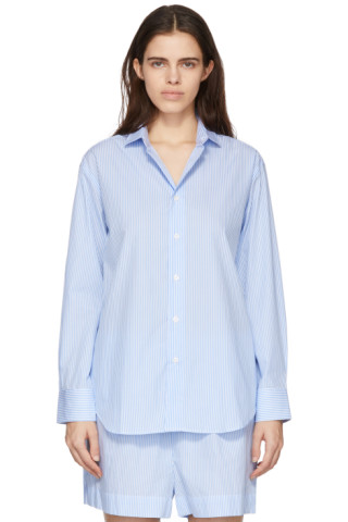 Baserange: Blue Striped Ole Shirt | SSENSE