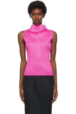 Pleats Please Issey Miyake: Pink New Colorful Basics II Sleeveless ...