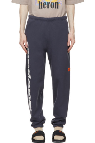 Heron Preston: Navy Warped Logo Lounge Pants | SSENSE