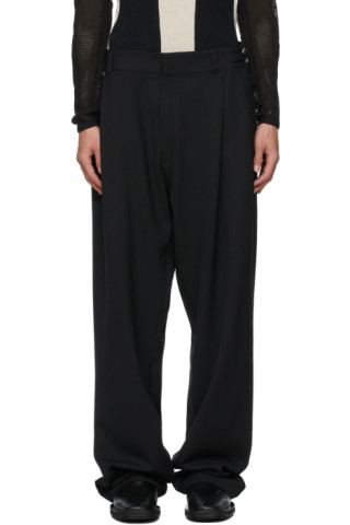 Black Wool Tarek Trousers by GmbH on Sale