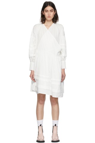 White Amalie Wrap Dress by Cecilie Bahnsen on Sale