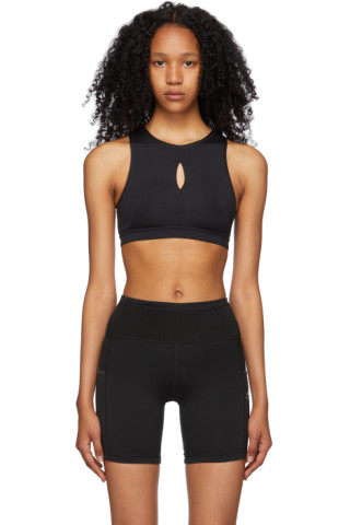 Black Swoosh Coverage Bra by Nike on Sale