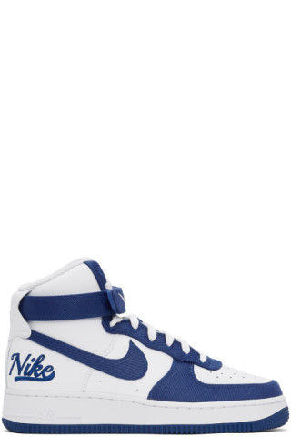 Nike: White & Blue Air Force 1 '07 LV8 High Sneakers | SSENSE