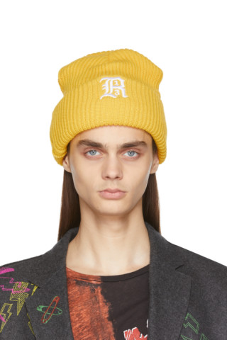 R13: Yellow Oversized Embroidery Beanie | SSENSE UK