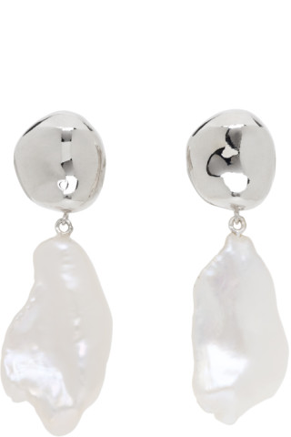 AGMES: Silver Pearl Baroque Patrice Earrings | SSENSE UK
