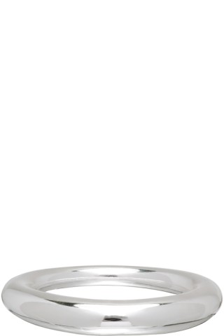 All Blues: Silver Polished Thin Snake Ring | SSENSE