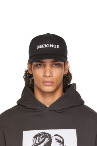 SEEKINGS: Black Logo Cap | SSENSE