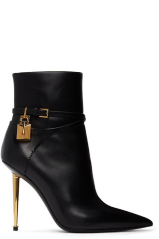 TOM FORD: Black Leather Padlock 105 Ankle Boots | SSENSE