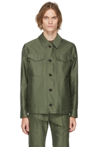 Green Compact Military Jacket by TOM FORD on Sale