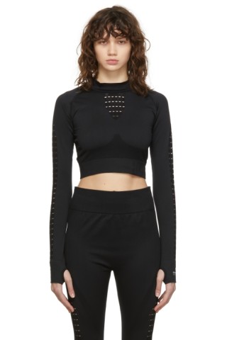 Black Nemily Crop Sports Top by Hugo on Sale