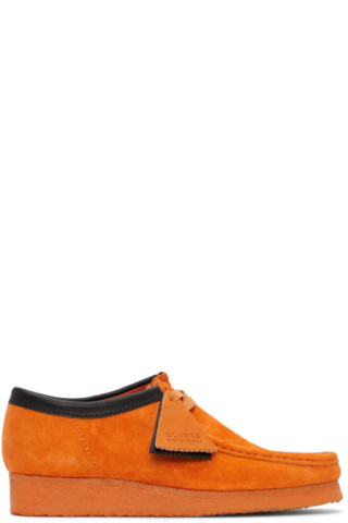 Clarks Originals: Orange Nubuck Wallabee Derbys | SSENSE