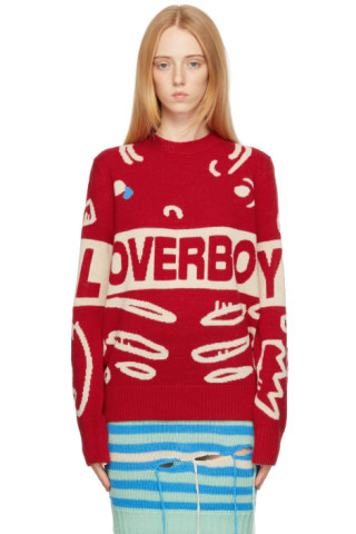 Charles Jeffrey Loverboy: Red Logo Graphic Sweater | SSENSE