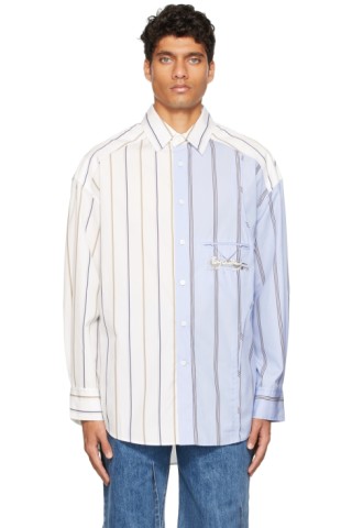 Feng Chen Wang: Blue & White Layered Shirt | SSENSE