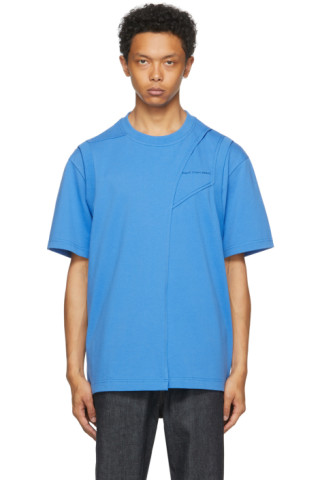 Feng Chen Wang: SSENSE UK Exclusive Blue Paneled T-Shirt | SSENSE