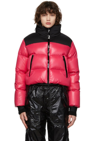 Moncler: Pink & Black Down Cropped Jacket | SSENSE