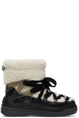 Moncler: Beige & Black Insolux M Boots | SSENSE