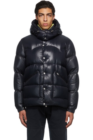 Moncler: Navy Logo Down Jacket | SSENSE