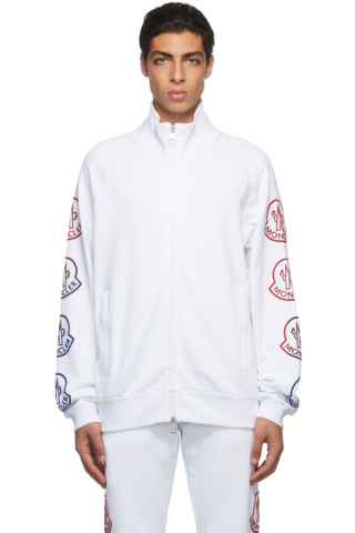 Moncler: White Logo Zip-Up | SSENSE