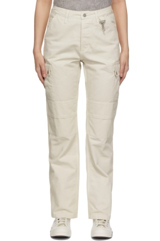 SSENSE Exclusive Off-White Organic Dye Cargo Trousers by Reese Cooper ...