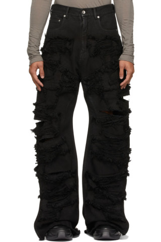 Rick Owens DRKSHDW - Black Destroyed Geth Jeans