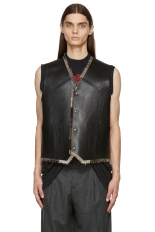 Acne Studios: Black & Brown Calfskin Vest | SSENSE