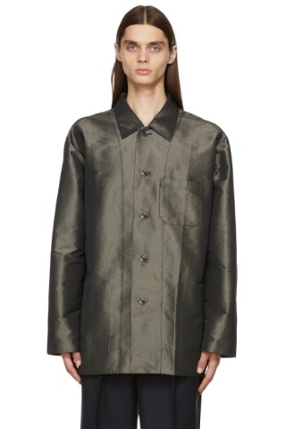 Acne Studios: Grey Taffeta Jacket | SSENSE Canada